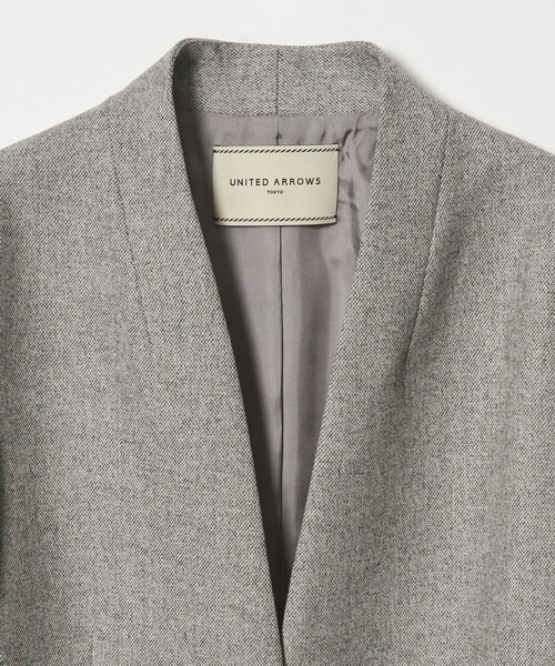 セール】ツイードライク ノーカラージャケット（ノーカラージャケット