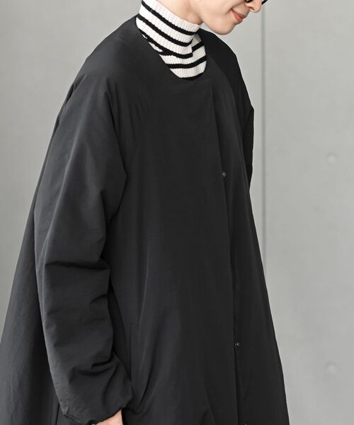 裾バルーン中綿ノーカラーロングコート（ノーカラーコート）｜rps