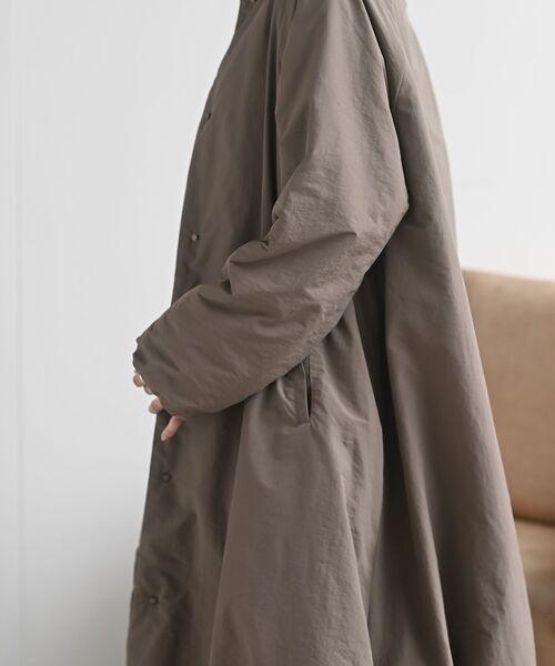 裾バルーン中綿ノーカラーロングコート（ノーカラーコート）｜rps
