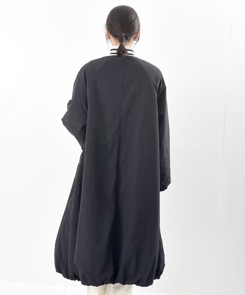 裾バルーン中綿ノーカラーロングコート（ノーカラーコート）｜rps