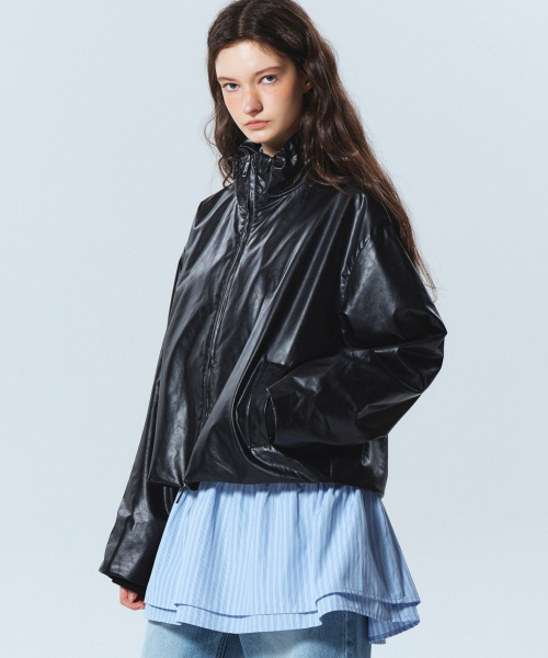 NICK&NICOLE(ニックアンドニコール)の「WRINKLE STRING LEATHER JACKET_BLACK(ライダースジャケット・レディース・その他・FREE)」の2枚目の写真