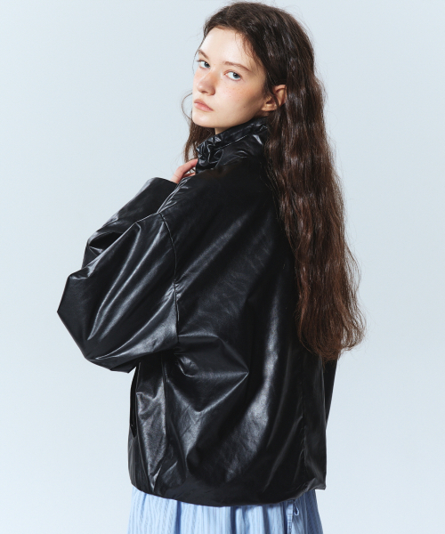 NICK&NICOLE(ニックアンドニコール)の「WRINKLE STRING LEATHER JACKET_BLACK(ライダースジャケット・レディース・その他・FREE)」の3枚目の写真