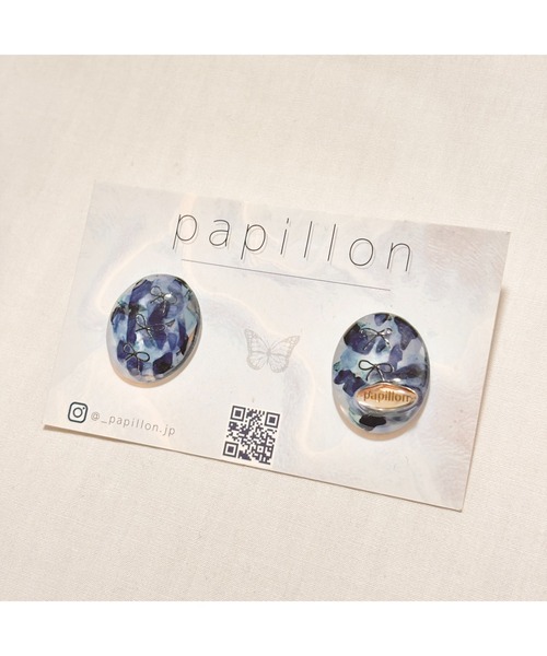 tone（トーン）の「【papillon】リボンピアス(MA)（ピアス（両耳用）・レディース・ブルー・FREE）」の2枚目の写真