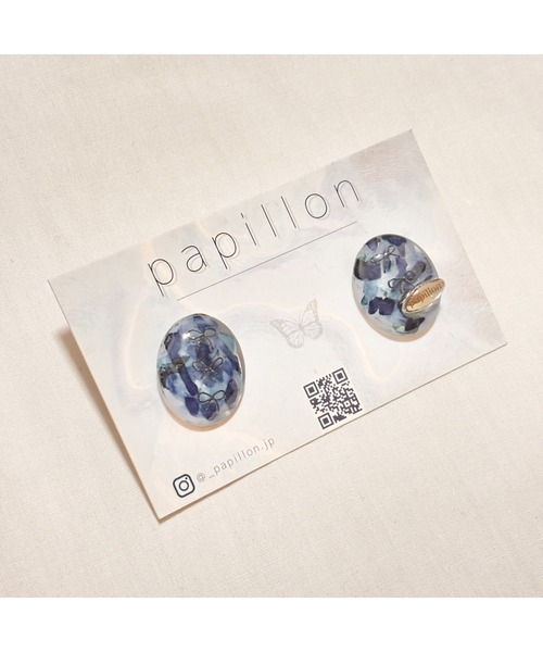 tone（トーン）の「【papillon】リボンピアス(MA)（ピアス（両耳用）・レディース・ブルー・FREE）」の3枚目の写真