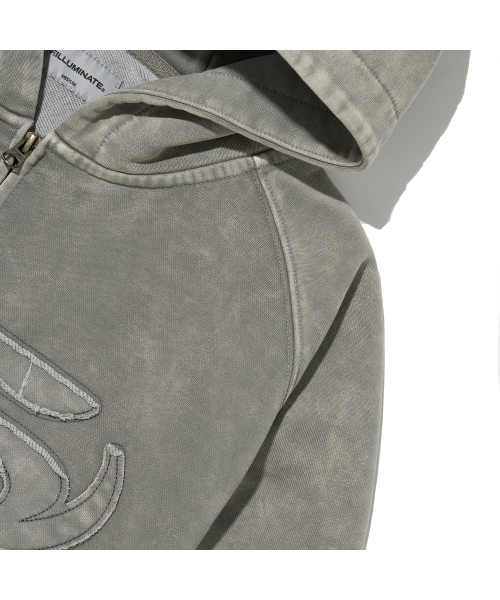 F.ILLUMINATE(フィルミネイト)の「シンボルストーンピグメントフードジップアップ-グレー(パーカー・レディース・その他・SMALL/MEDIUM/LARGE)」の9枚目の写真