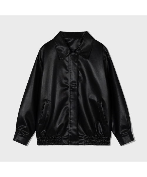 MOAA(モア)の「Oversized Faux pu-Leather Jacket (BLACK)(ライダースジャケット・レディース・その他・SMALL/MEDIUM)」の3枚目の写真