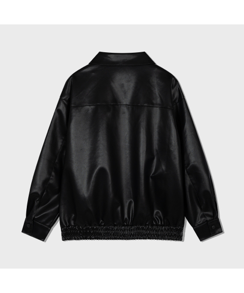 MOAA(モア)の「Oversized Faux pu-Leather Jacket (BLACK)(ライダースジャケット・レディース・その他・SMALL/MEDIUM)」の4枚目の写真