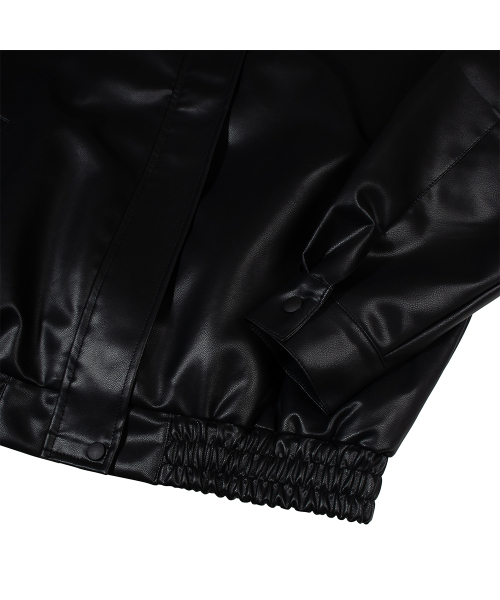 MOAA(モア)の「Oversized Faux pu-Leather Jacket (BLACK)(ライダースジャケット・レディース・その他・SMALL/MEDIUM)」の5枚目の写真