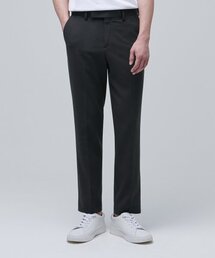 リラックステーパードヒドゥンバンディングクロップスラックス[ダークグレー]