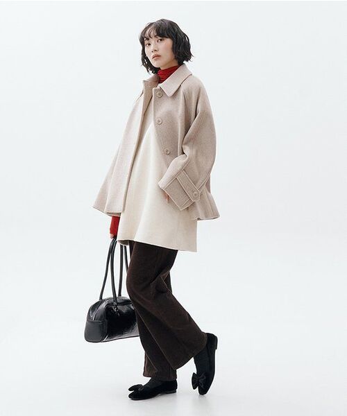ZEROSTREET（ゼロストリート）の「[6カラー] ルゼロカシミヤハーフコート（チェスターコート・レディース・ブラック/ネイビー/ブラウン/グレー/ライトグリーン/オートミール・SMALL/MEDIUM）」の13枚目の写真