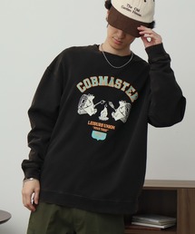 COBMASTER | 【COBMASTER/コブマスター】裏毛 パウダー加工 焚火クマ カレッジデザイン クルーネック スウェット(スウェット)