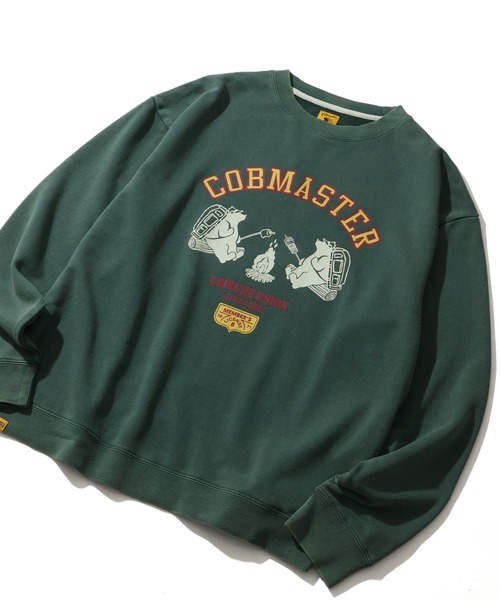 COBMASTER(コブマスター)の「【COBMASTER/コブマスター】裏毛 パウダー加工 焚火クマ カレッジデザイン クルーネック スウェット(スウェット・メンズ・ブラック/オートミール/グリーン・M(38)/L(40)/XL(42))」の6枚目の写真