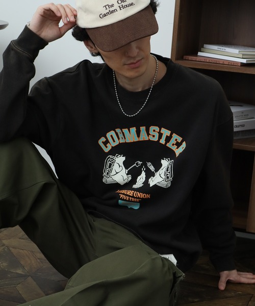COBMASTER(コブマスター)の「【COBMASTER/コブマスター】裏毛 パウダー加工 焚火クマ カレッジデザイン クルーネック スウェット(スウェット・メンズ・ブラック/オートミール/グリーン・M(38)/L(40)/XL(42))」の12枚目の写真