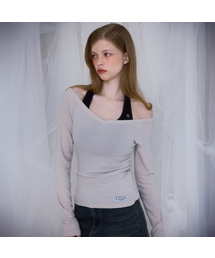 Soft Curve V-neck Long Sleeve [Beige]