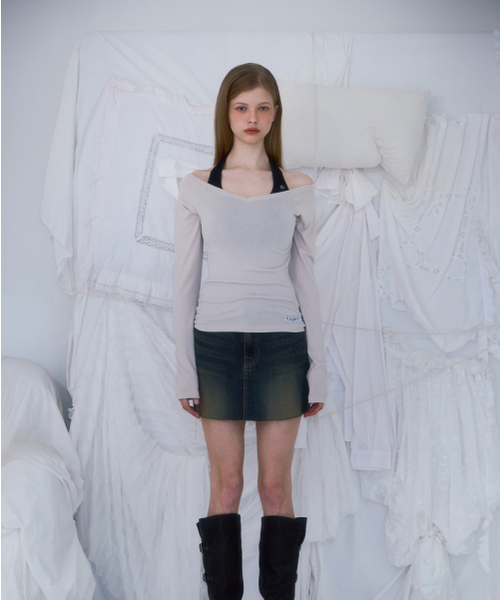 ROSEFRANTZ（ロゼフランツ）の「Soft Curve V-neck Long Sleeve [Beige]（Tシャツ/カットソー・レディース・Beige・OS）」の2枚目の写真