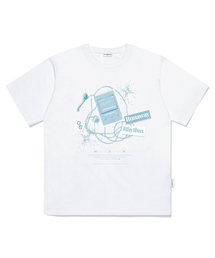 リズム MP3 プリント オーバーサイズ 半袖Tシャツ ホワイト
