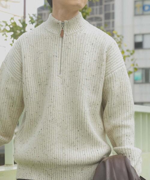 ITEMS URBANRESEARCH(アイテムズ アーバンリサーチ)の「ウール混 ハーフジップ モックネックニット(ニット/セーター・メンズ・ネイビー/ホワイト/ブラック・LARGE/MEDIUM)」の15枚目の写真