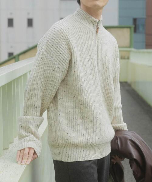 ITEMS URBANRESEARCH(アイテムズ アーバンリサーチ)の「ウール混 ハーフジップ モックネックニット(ニット/セーター・メンズ・ネイビー/ホワイト/ブラック・LARGE/MEDIUM)」の16枚目の写真