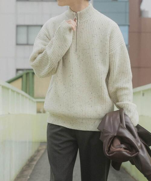 ITEMS URBANRESEARCH(アイテムズ アーバンリサーチ)の「ウール混 ハーフジップ モックネックニット(ニット/セーター・メンズ・ネイビー/ホワイト/ブラック・LARGE/MEDIUM)」の17枚目の写真