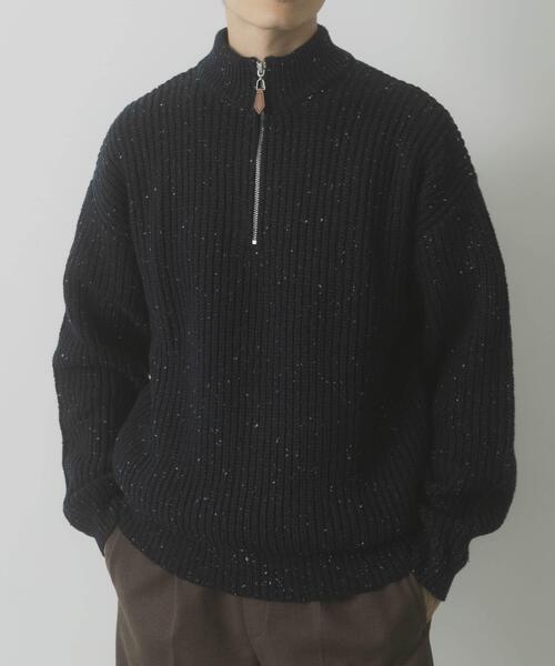 セール】ウール混 ハーフジップ モックネックニット（ニット/セーター