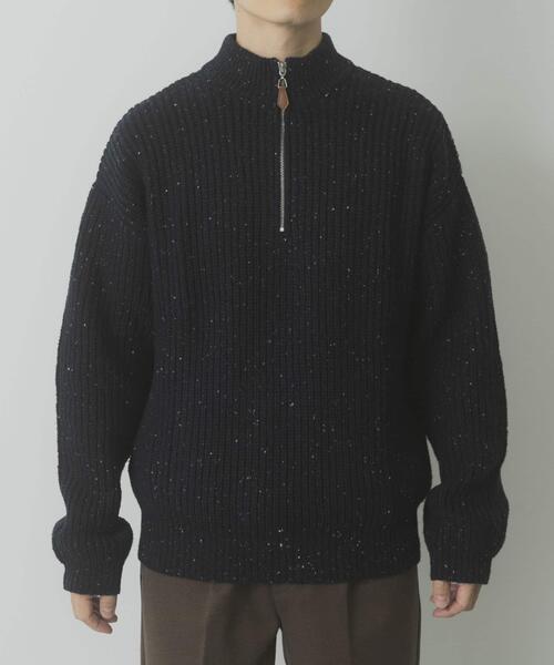 セール】ウール混 ハーフジップ モックネックニット（ニット/セーター