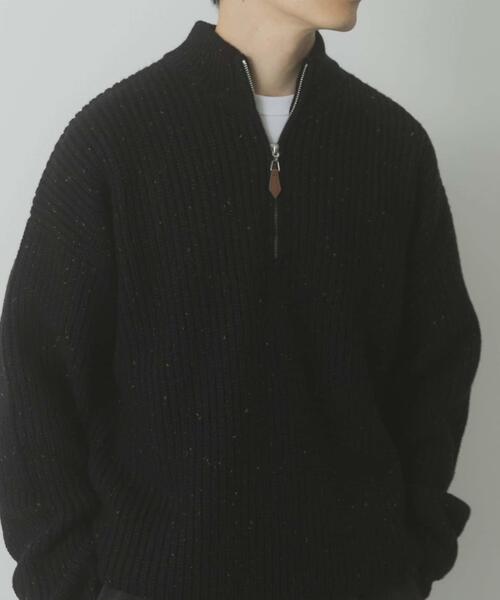 ITEMS URBANRESEARCH(アイテムズ アーバンリサーチ)の「ウール混 ハーフジップ モックネックニット(ニット/セーター・メンズ・ネイビー/ホワイト/ブラック・LARGE/MEDIUM)」の6枚目の写真