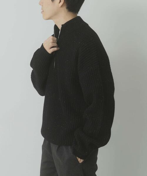 ITEMS URBANRESEARCH(アイテムズ アーバンリサーチ)の「ウール混 ハーフジップ モックネックニット(ニット/セーター・メンズ・ネイビー/ホワイト/ブラック・LARGE/MEDIUM)」の7枚目の写真