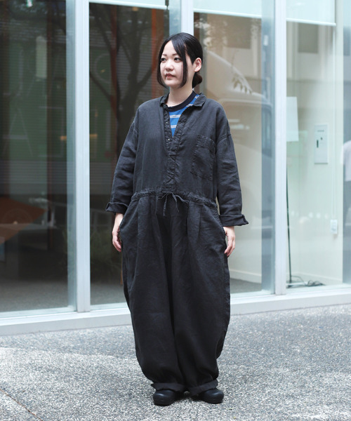 Brocante（ブロカント）の「[Brocante / ブロカント] リネンキャンバス リンネルコンビネゾン（つなぎ/オールインワン・レディース・ブラック・2）」の20枚目の写真