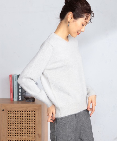 GALLORIA（ギャローリア）の「ラメフェザーＶネックニット（ニット/セーター・レディース・ネイビー/イエロー/ライトグレー・S/M/LL/L）」の9枚目の写真