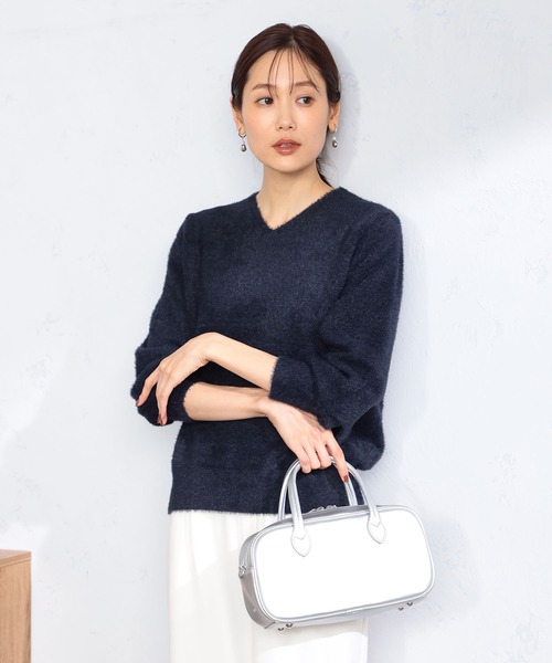 GALLORIA（ギャローリア）の「ラメフェザーＶネックニット（ニット/セーター・レディース・ネイビー/イエロー/ライトグレー・S/M/LL/L）」の12枚目の写真