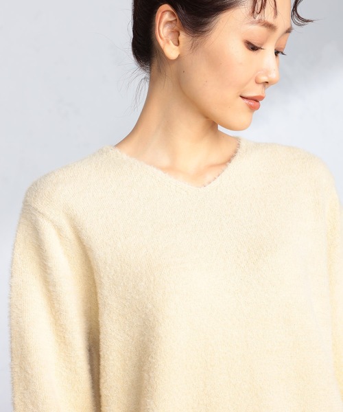 GALLORIA（ギャローリア）の「ラメフェザーＶネックニット（ニット/セーター・レディース・ネイビー/イエロー/ライトグレー・S/M/LL/L）」の8枚目の写真