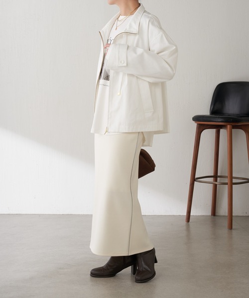 COLLAGE GALLARDAGALANTE（コラージュガリャルダガランテ）の「スタンドジップブルゾン（ブルゾン・レディース・ホワイト/カーキ・FREE）」の8枚目の写真