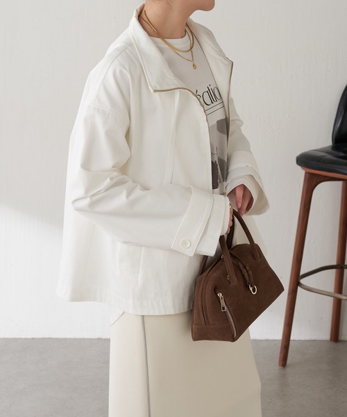 COLLAGE GALLARDAGALANTE（コラージュガリャルダガランテ）の「スタンドジップブルゾン（ブルゾン・レディース・ホワイト/カーキ・FREE）」の7枚目の写真