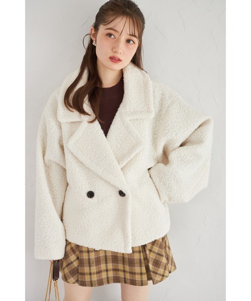 tocco closet(トッコ クローゼット)の「【ZOZO限定】ループツイードショートコート(その他アウター・レディース・オフホワイト/ピンク・M)」の2枚目の写真