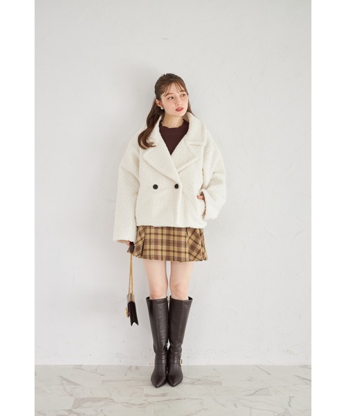 tocco closet(トッコ クローゼット)の「【ZOZO限定】ループツイードショートコート(その他アウター・レディース・オフホワイト/ピンク・M)」の3枚目の写真