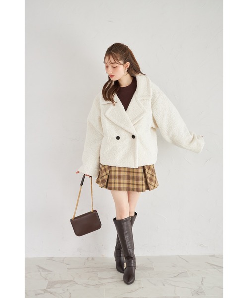 tocco closet(トッコ クローゼット)の「【ZOZO限定】ループツイードショートコート(その他アウター・レディース・オフホワイト/ピンク・M)」の5枚目の写真