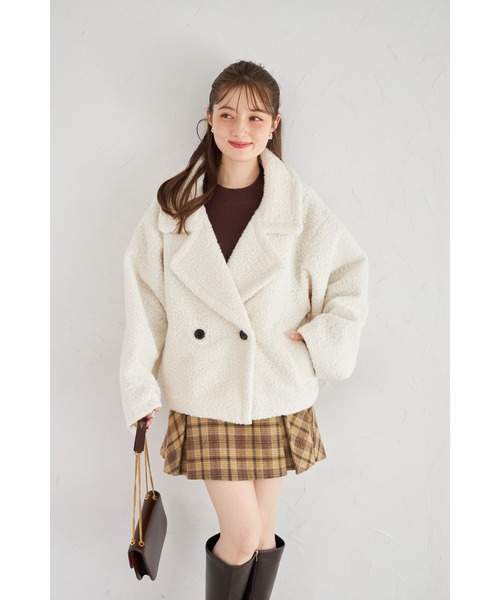tocco closet(トッコ クローゼット)の「【ZOZO限定】ループツイードショートコート(その他アウター・レディース・オフホワイト/ピンク・M)」の6枚目の写真