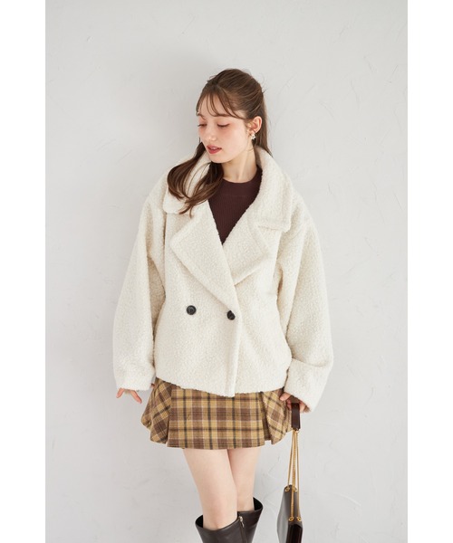 tocco closet(トッコ クローゼット)の「【ZOZO限定】ループツイードショートコート(その他アウター・レディース・オフホワイト/ピンク・M)」の7枚目の写真