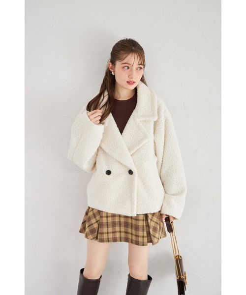 tocco closet(トッコ クローゼット)の「【ZOZO限定】ループツイードショートコート(その他アウター・レディース・オフホワイト/ピンク・M)」の8枚目の写真