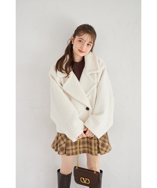 tocco closet(トッコ クローゼット)の「【ZOZO限定】ループツイードショートコート(その他アウター・レディース・オフホワイト/ピンク・M)」の9枚目の写真