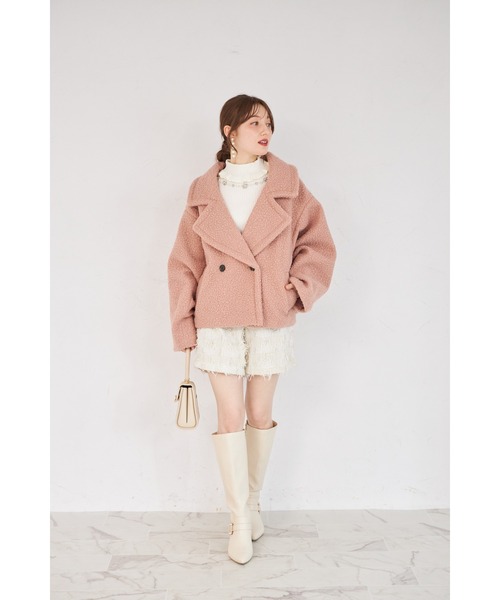 tocco closet(トッコ クローゼット)の「【ZOZO限定】ループツイードショートコート(その他アウター・レディース・オフホワイト/ピンク・M)」の13枚目の写真