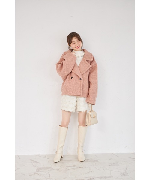 tocco closet(トッコ クローゼット)の「【ZOZO限定】ループツイードショートコート(その他アウター・レディース・オフホワイト/ピンク・M)」の14枚目の写真