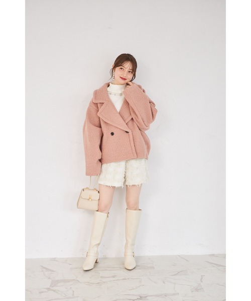 tocco closet(トッコ クローゼット)の「【ZOZO限定】ループツイードショートコート(その他アウター・レディース・オフホワイト/ピンク・M)」の15枚目の写真