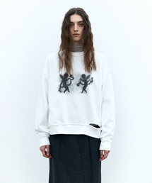 エンジェルグラフィックカットアウトスウェットシャツWHITE