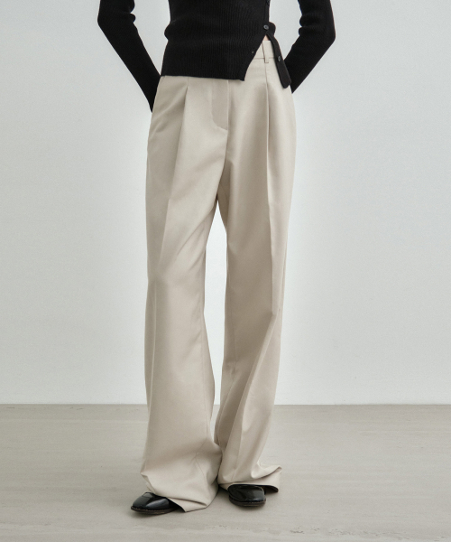 MONGDOL(モンドル)の「ワンタックワイドスラックスベージュ MDPT025BEIGE(スラックス・レディース・その他・LARGE/MEDIUM/SMALL)」の1枚目の写真