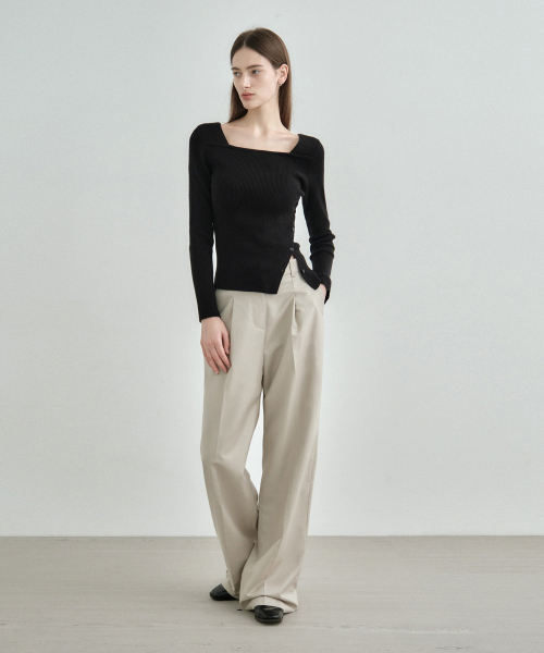 MONGDOL(モンドル)の「ワンタックワイドスラックスベージュ MDPT025BEIGE(スラックス・レディース・その他・LARGE/MEDIUM/SMALL)」の2枚目の写真