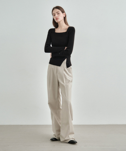 MONGDOL(モンドル)の「ワンタックワイドスラックスベージュ MDPT025BEIGE(スラックス・レディース・その他・LARGE/MEDIUM/SMALL)」の3枚目の写真