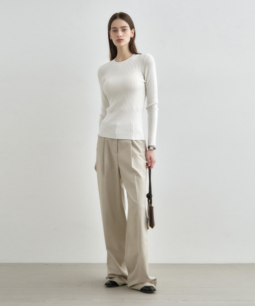 MONGDOL(モンドル)の「ワンタックワイドスラックスベージュ MDPT025BEIGE(スラックス・レディース・その他・LARGE/MEDIUM/SMALL)」の5枚目の写真