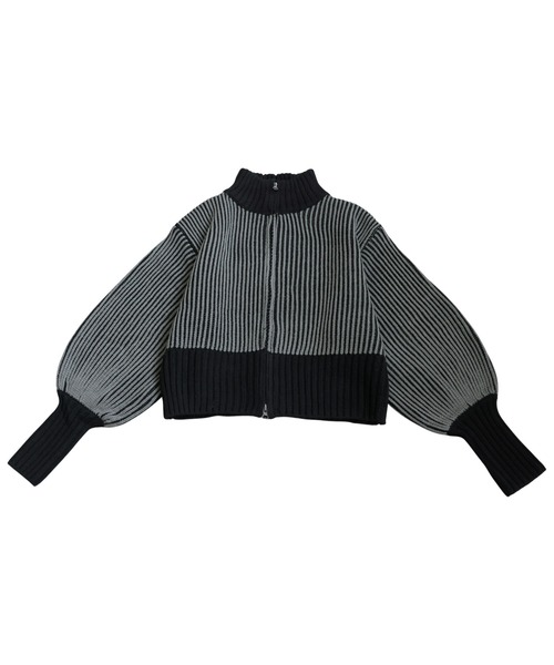 antiqua(アンティカ)の「バイカラージップニット(ニット/セーター・レディース・カーキ/ブラック/ネイビー・ONESIZE)」の13枚目の写真