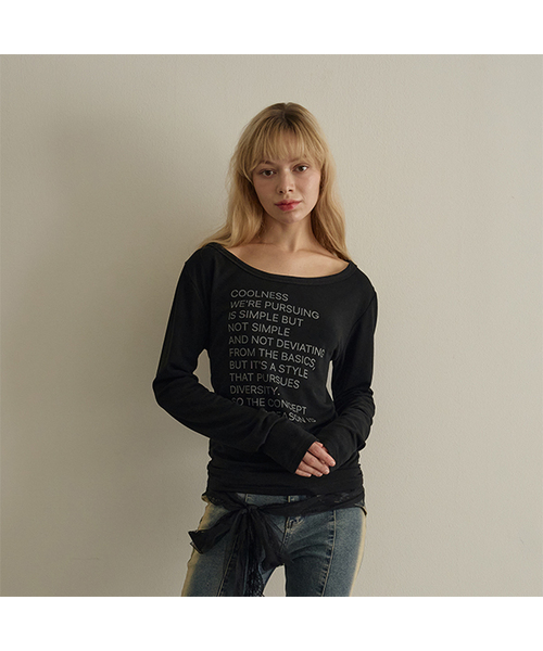 5OML(オーオーエムエル)の「レタリングルーズフィットロングスリーブ(ブラック)(Tシャツ/カットソー・レディース・ブラック・MEDIUM/LARGE)」の1枚目の写真
